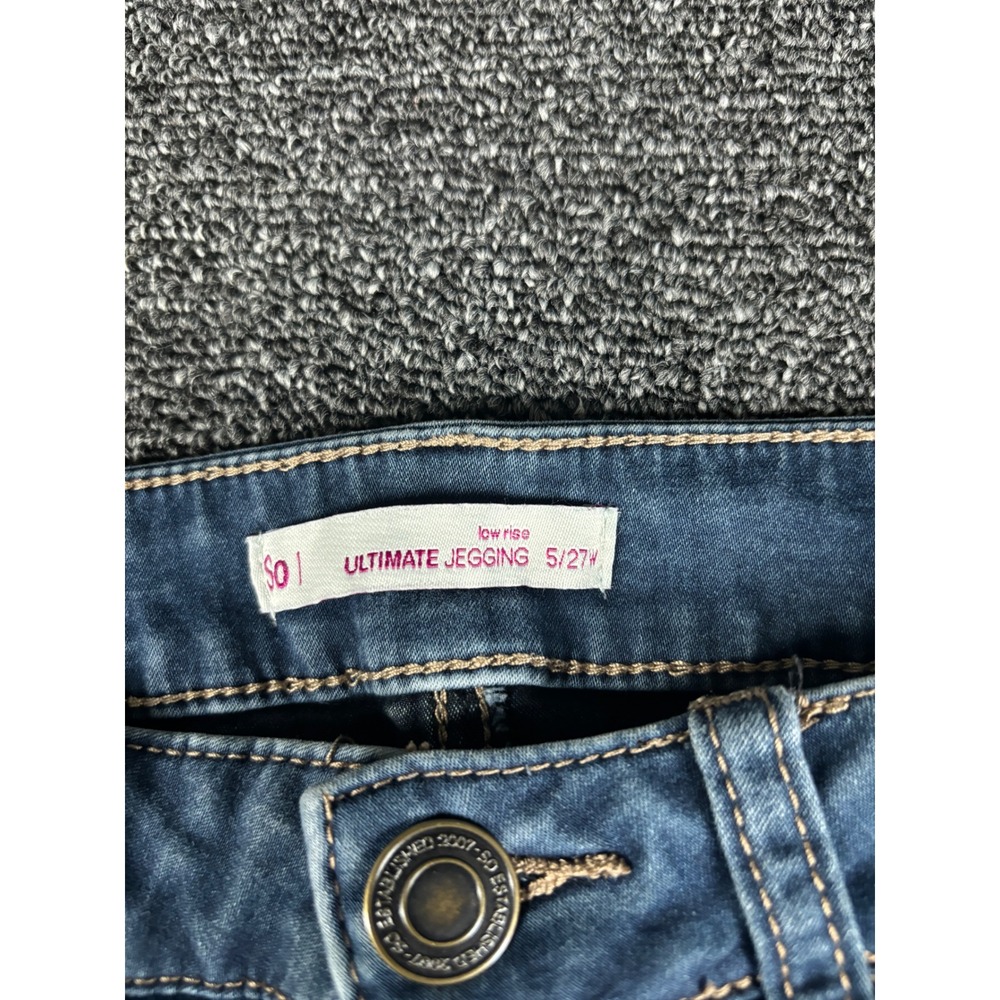 So Ultimate Jegging Low Rise Blue Wash Denim Jeans Women's‎ Size 5 27W - Picture 3 of 5